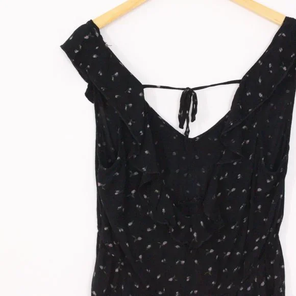 *American Eagle Outfitters V Neck Ruffle Black Tank - Picture 5 of 5